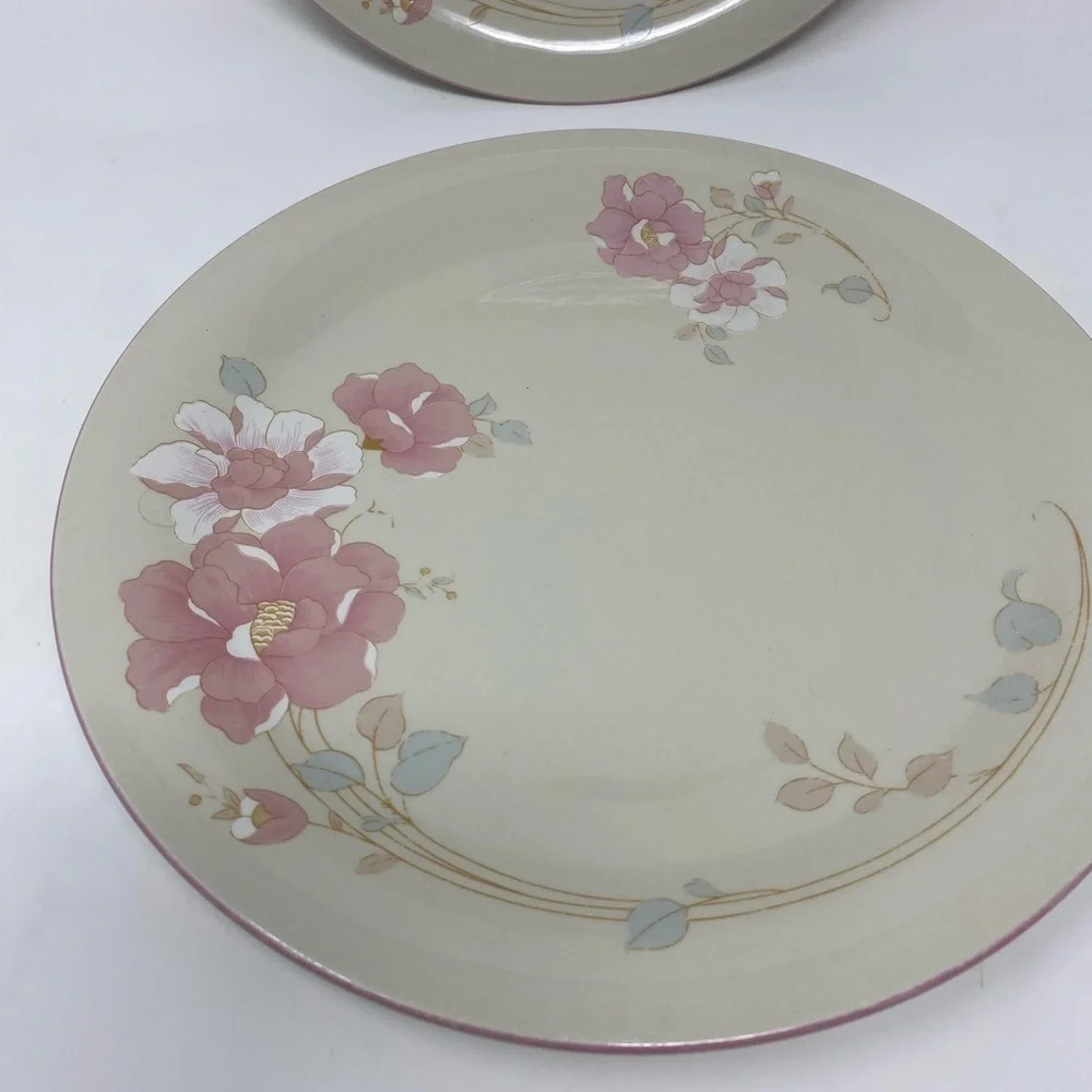 Vintage China Pearl Stoneware Dishes Floral Roses